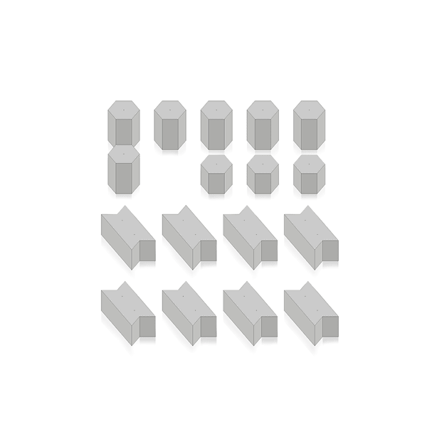 dade design Hexagon SET5 Beton Möbel Elements